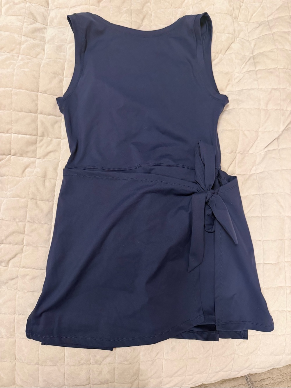 Sleeveless Navy Wrap-Detail Women's Dress